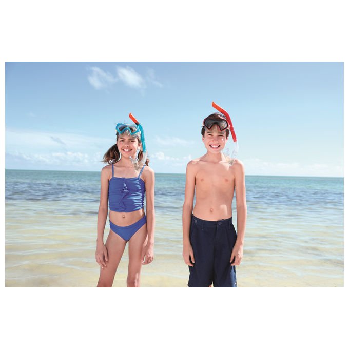 Bestway 24025 Hydro Swim Sparkling Sea Set Maschera e Boccaglio Snorkeling Bambini 7-14 Anni Lenti Policarbonato colore Multicolore