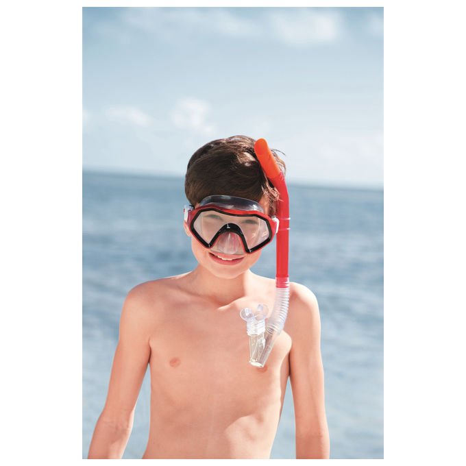 Bestway 24025 Hydro Swim Sparkling Sea Set Maschera e Boccaglio Snorkeling Bambini 7-14 Anni Lenti Policarbonato colore Multicolore