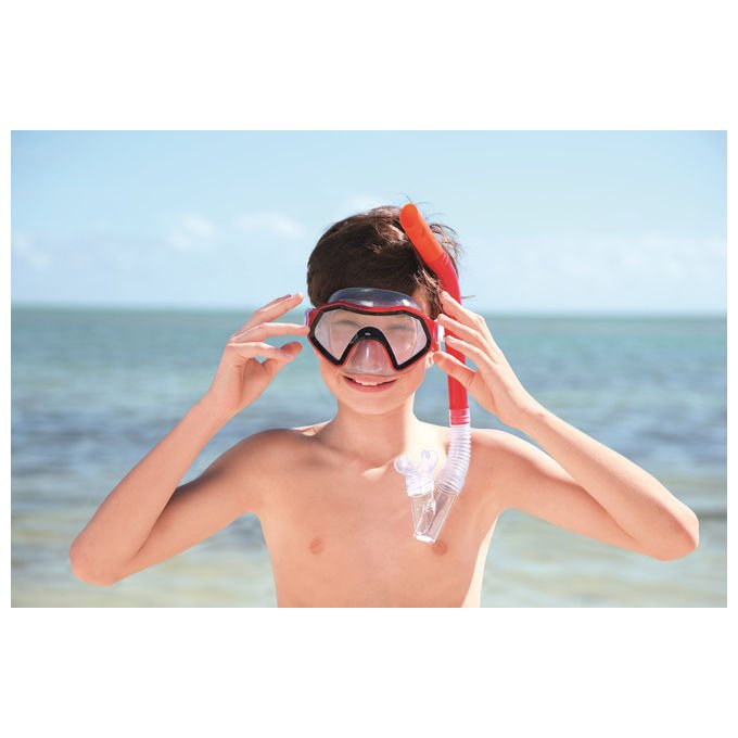 Bestway 24025 Hydro Swim Sparkling Sea Set Maschera e Boccaglio Snorkeling Bambini 7-14 Anni Lenti Policarbonato colore Multicolore