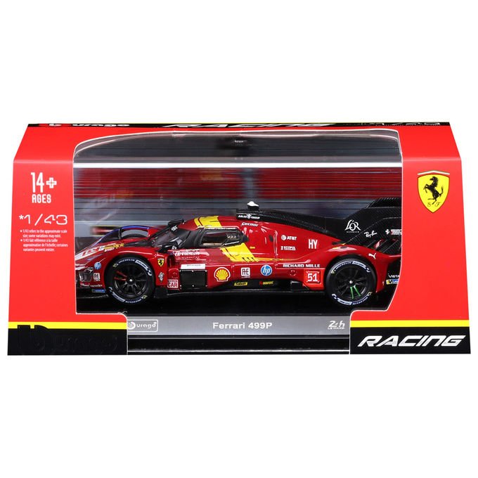 Bburago 36319 Ferrari 499P Hypercar Modellino Auto Scala 1:43 24h Le Mans 2025 n.51 colore Rosso