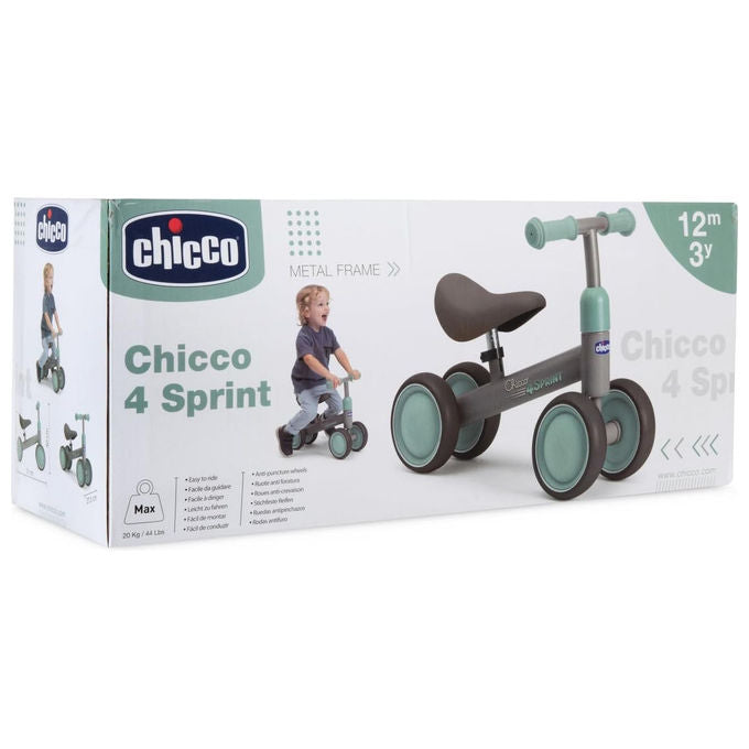 Chicco 00012249000000 4 Sprint Quadriciclo Senza Pedali Telaio Metallo Ruote Gomma 20 Kg 1-3 Anni colore Beige