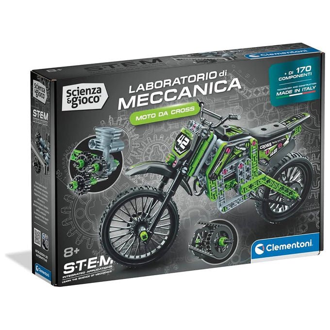 Clementoni 19460 Scienza e Gioco Build Set Costruzioni Moto da Cross Laboratorio di Meccanica 170 pezzi 8+ anni