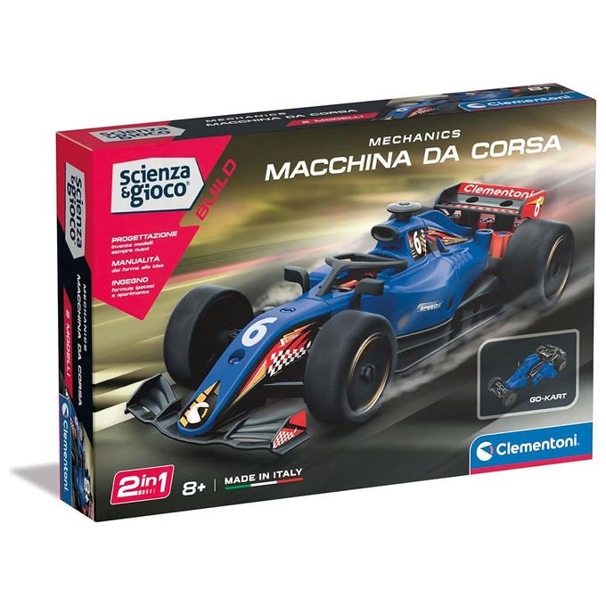 Clementoni 19475 Scienza e Gioco Build Kit Costruzioni Auto da Corsa STEM 8+ anni 90 componenti Made in Italy