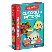 Clementoni 16850 Sapientino Baby Cuccioli in Fattoria Gioco Educativo Montessori Puzzle Sagomati 1-3 Anni 8 Puzzle Made in Italy