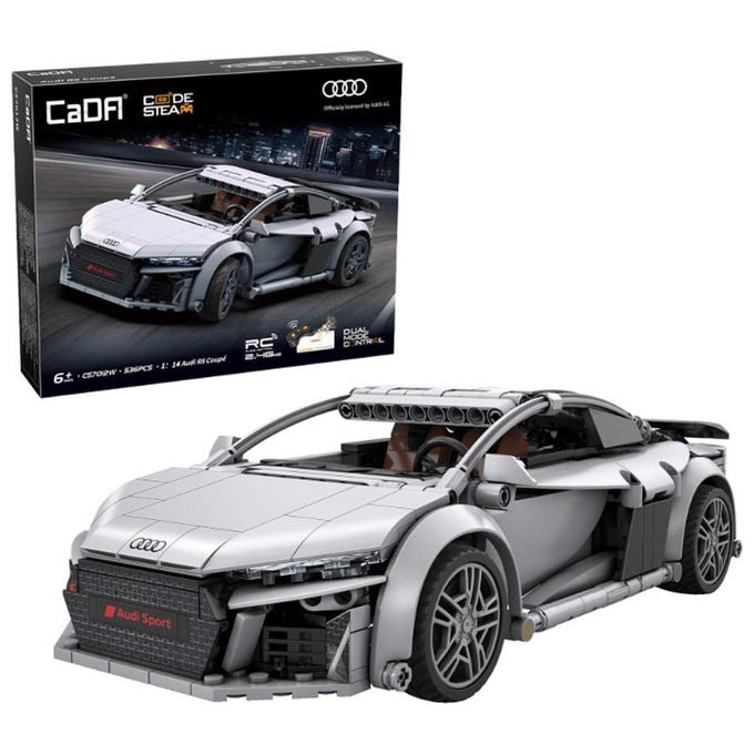 CaDA C57012 Audi R8 Coupé Set Costruzioni RC 536 pezzi scala 1:14 Bluetooth App Telecomando colore Grigio