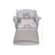 Pali SET3PZ Lulu' Set Tessile Lettino 3 Pezzi Cotone Paracolpi Sacco Sfoderabile Federa colore Bianco Tortora