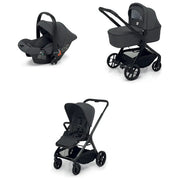 Brevi 9302023002 Brio Trio Travel System 3 in 1 Navicella Passeggino Seggiolino Auto i-Size 0-22 Kg colore Grigio Scuro