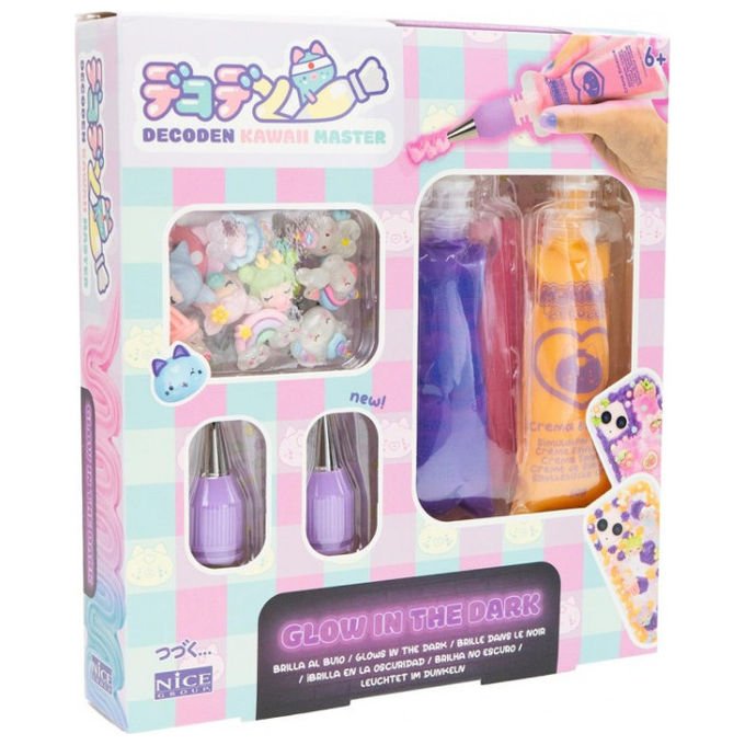 Momomi 48523 Decoden Glow in the Dark Kit Creativo DIY con Creme Sintetiche Fluorescenti Kawaii per Bambini 6+