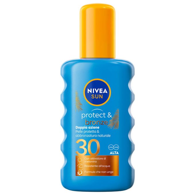 Nivea Sun Protect and Bronze Spray Solare Corpo SPF 30 Attivatore Melanina Waterproof 200 ml