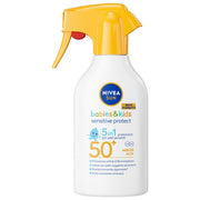 Nivea Sun Kids Sensitive Protect Play Spray Solare FP50+ 250 ml Bambini dai 6 Mesi Pelle Sensibile Resistente all'Acqua