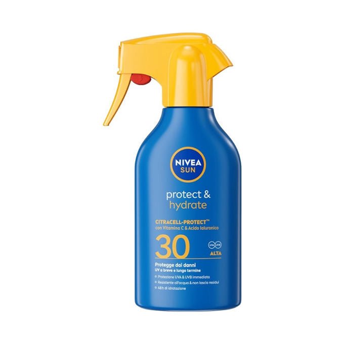 Nivea Sun Protect and Hydrate Spray Solare SPF 30 250 ml Vitamina C Acido Ialuronico Idratazione 48h Resistente Acqua