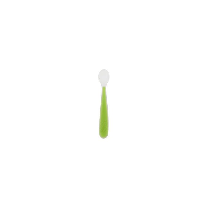 Chicco Cucchiaio Morbido in Silicone Svezzamento 6m+ Punta Flessibile Salva Gengive Manico Lungo Senza BPA colore Verde