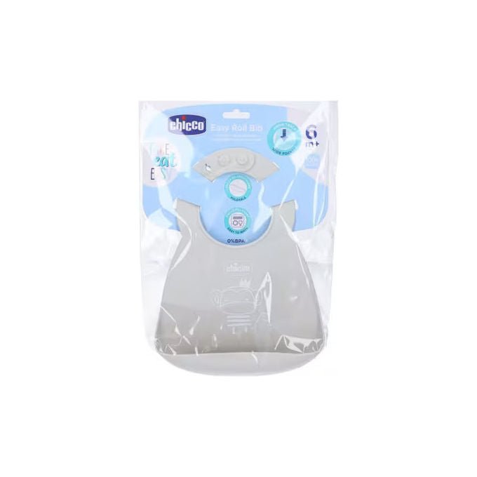Chicco Easy Roll Bavaglino in Silicone con Tasca Raccoglipappa Impermeabile Pieghevole 6m+ colore Neutro