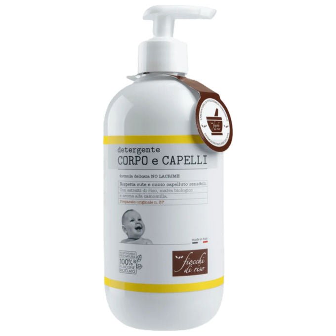 Fiocchi di Riso 952351 Detergente Corpo e Capelli Camomilla Neonati 400 ml No Lacrime Vegan Nichel Tested