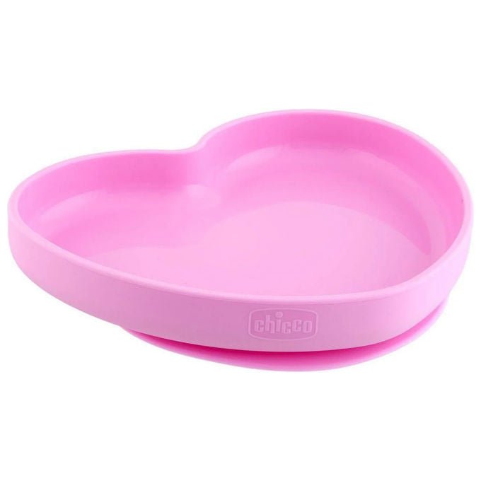 Chicco Piatto in Silicone a Forma di Cuore con Ventosa Antiscivolo 9m+ Senza BPA Lavastoviglie Microonde colore Rosa