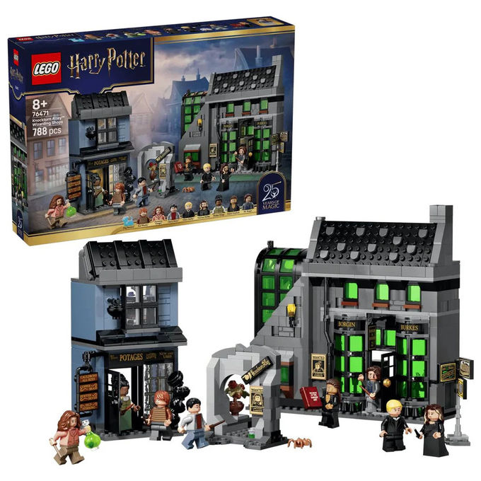 Lego 76471 Harry Potter Set Costruzioni Negozi di Magia di Notturn Alley 788 pezzi 8 Minifigure Patronus Cane di Ron