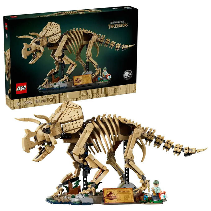 Lego 77985 Jurassic World Fossili di Dinosauro Triceratopo Set da Collezione 1154 Pezzi per Adulti con Minifigure