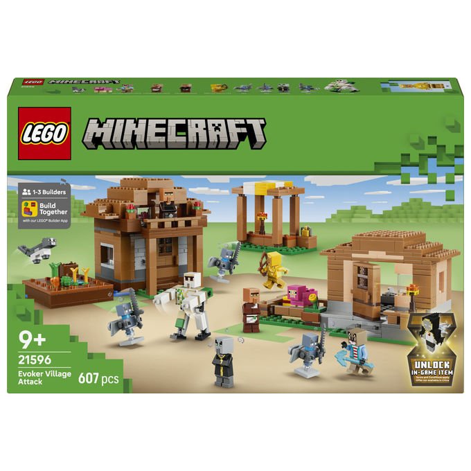 Lego 21596 Minecraft Set da Costruzione Attacco al Villaggio dell'Evocatore 607 Pezzi 11 Personaggi 9+ anni colore Multicolore