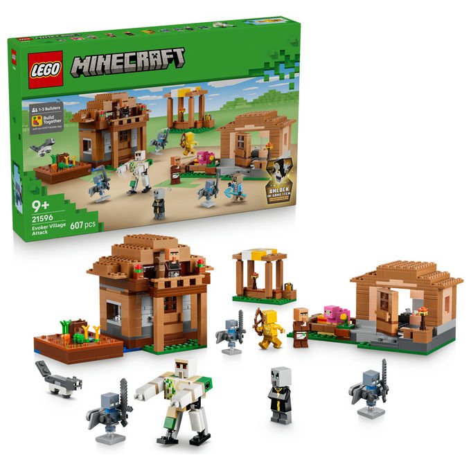 Lego 21596 Minecraft Set da Costruzione Attacco al Villaggio dell'Evocatore 607 Pezzi 11 Personaggi 9+ anni colore Multicolore