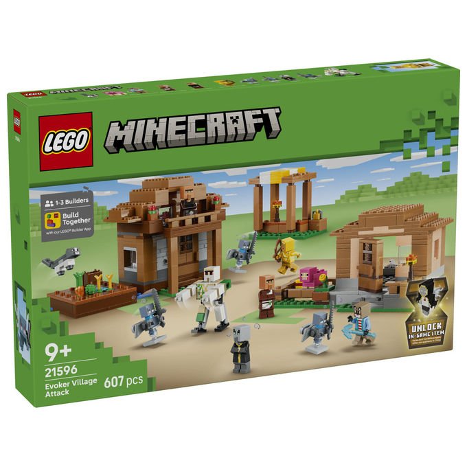 Lego 21596 Minecraft Set da Costruzione Attacco al Villaggio dell'Evocatore 607 Pezzi 11 Personaggi 9+ anni colore Multicolore