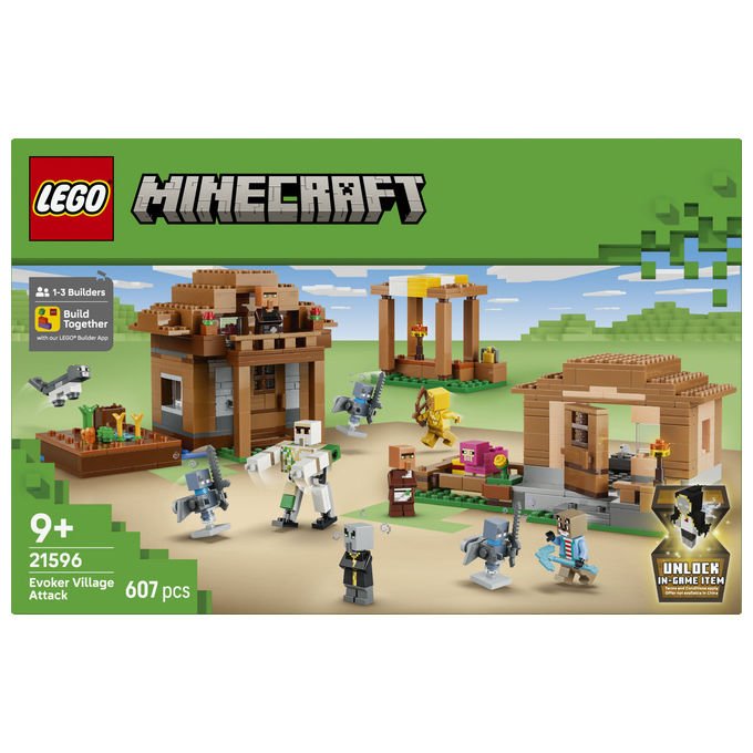 Lego 21596 Minecraft Set da Costruzione Attacco al Villaggio dell'Evocatore 607 Pezzi 11 Personaggi 9+ anni colore Multicolore
