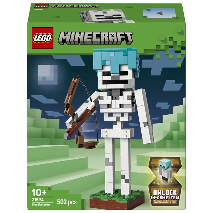 Lego 21594 Minecraft Lo Scheletro Set da costruzione 502 pezzi Action Figure con Arco Frecce ed Elmo di Diamante eta' 10+