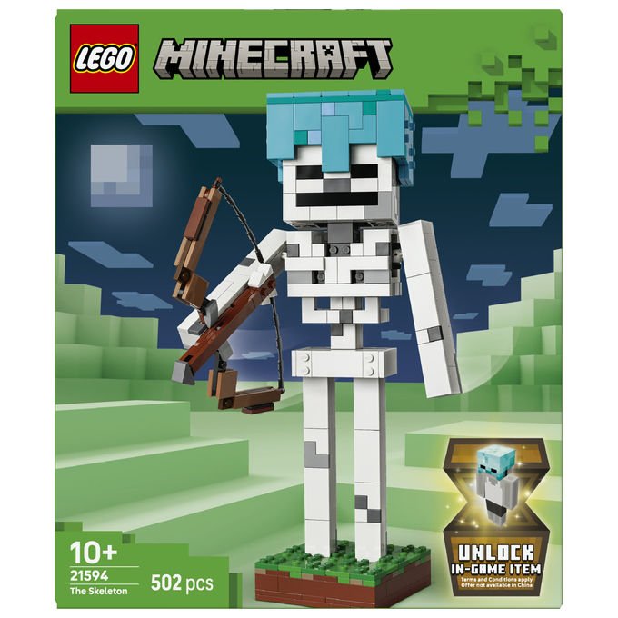 Lego 21594 Minecraft Lo Scheletro Set da costruzione 502 pezzi Action Figure con Arco Frecce ed Elmo di Diamante eta' 10+