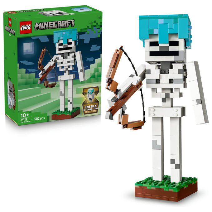 Lego 21594 Minecraft Lo Scheletro Set da costruzione 502 pezzi Action Figure con Arco Frecce ed Elmo di Diamante eta' 10+
