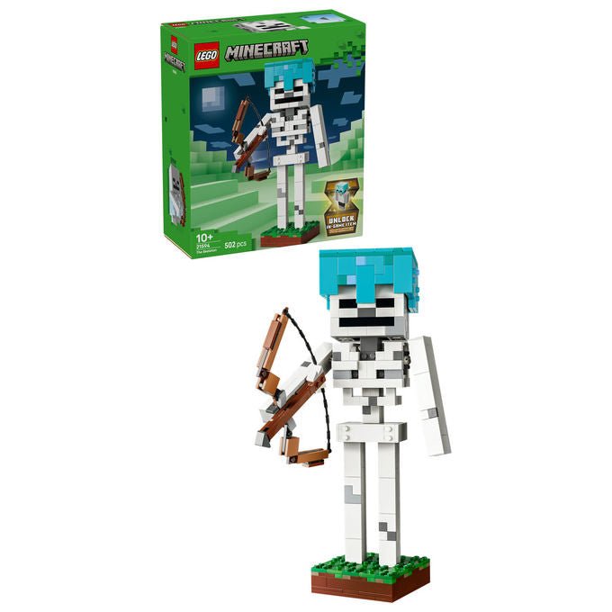 Lego 21594 Minecraft Lo Scheletro Set da costruzione 502 pezzi Action Figure con Arco Frecce ed Elmo di Diamante eta' 10+
