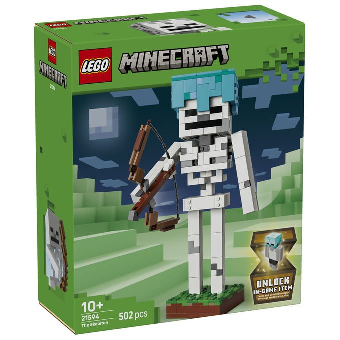 Lego 21594 Minecraft Lo Scheletro Set da costruzione 502 pezzi Action Figure con Arco Frecce ed Elmo di Diamante eta' 10+