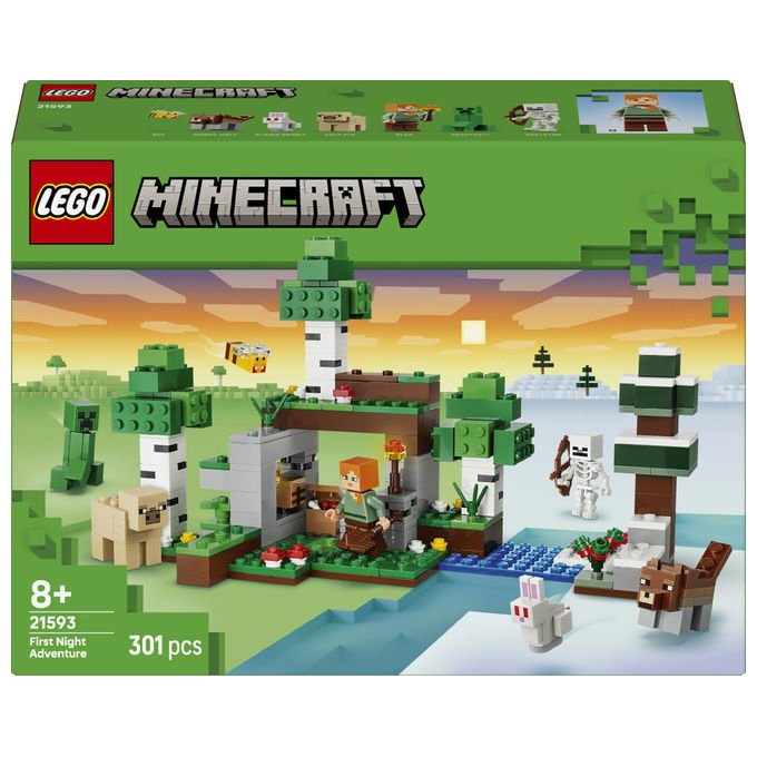 Lego 21593 Minecraft Set da Costruzione Avventura della Prima Notte 301 Pezzi 7 Personaggi da 8 Anni