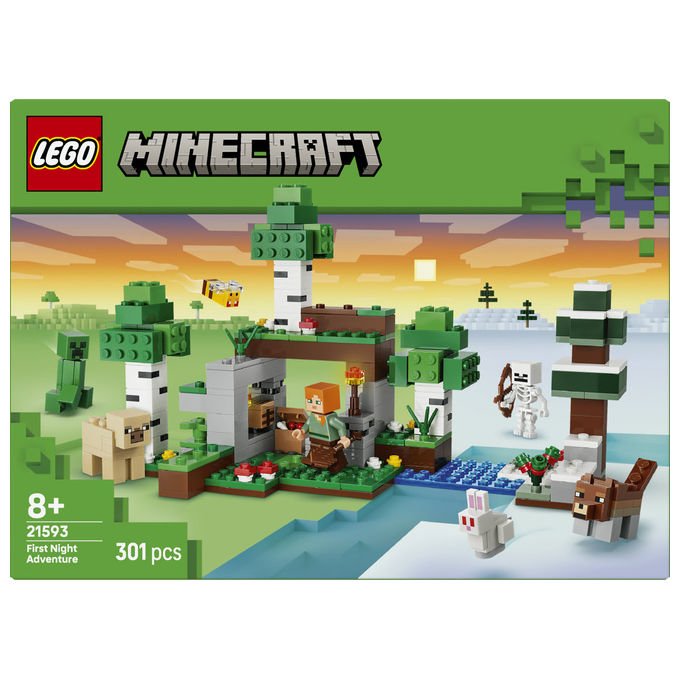 Lego 21593 Minecraft Set da Costruzione Avventura della Prima Notte 301 Pezzi 7 Personaggi da 8 Anni