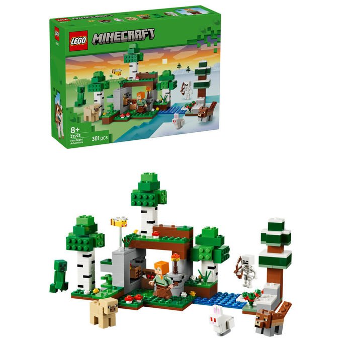 Lego 21593 Minecraft Set da Costruzione Avventura della Prima Notte 301 Pezzi 7 Personaggi da 8 Anni