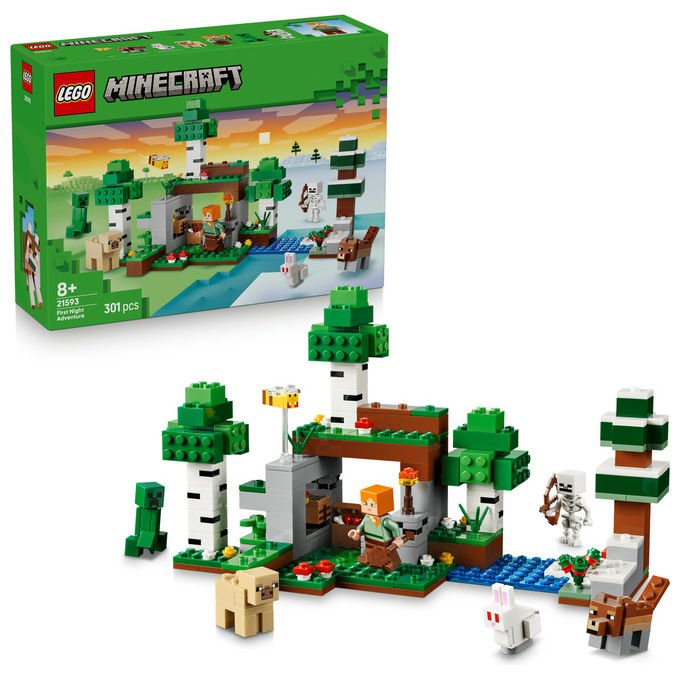 Lego 21593 Minecraft Set da Costruzione Avventura della Prima Notte 301 Pezzi 7 Personaggi da 8 Anni