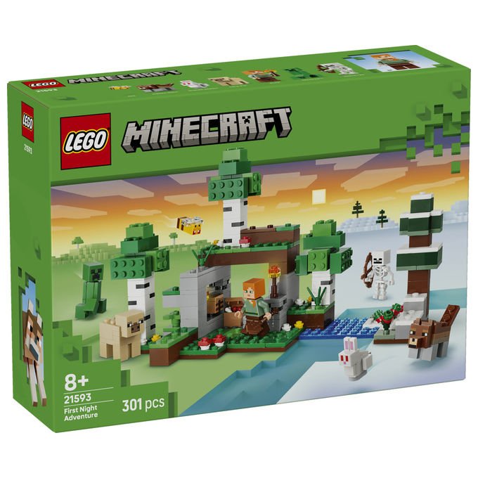 Lego 21593 Minecraft Set da Costruzione Avventura della Prima Notte 301 Pezzi 7 Personaggi da 8 Anni