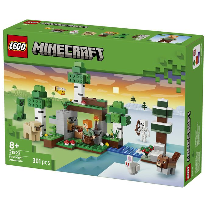 Lego 21593 Minecraft Set da Costruzione Avventura della Prima Notte 301 Pezzi 7 Personaggi da 8 Anni