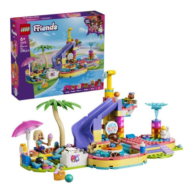 Lego 42676 Friends Set Costruzione Parco Acquatico con Scivolo 2 Mini Bamboline 4 Animali 278 Pezzi da 6 Anni