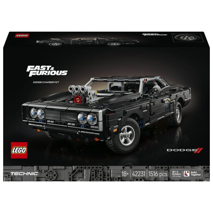 Lego 42231 Technic Set da Costruzione Auto Dodge Charger R-T Fast and Furious 1516 Pezzi Motore V8 per Adulti