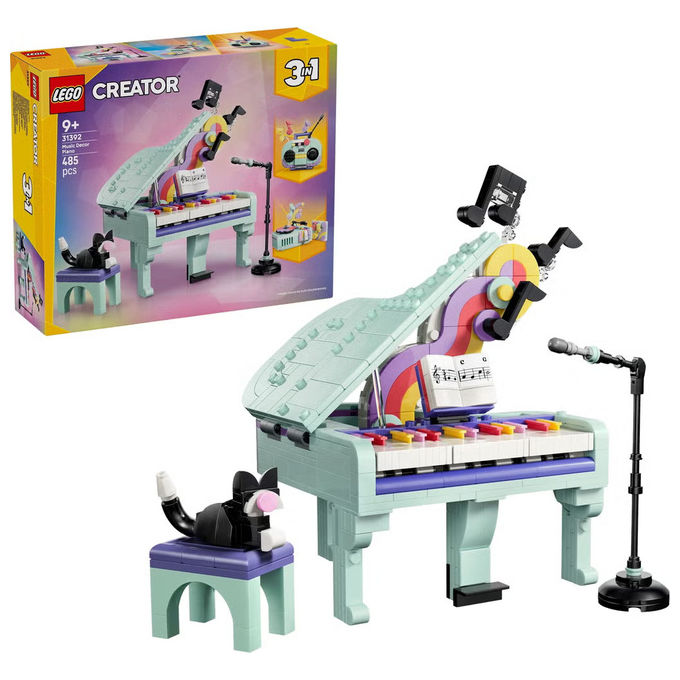Lego 31392 Creator 3 in 1 Set Costruzioni Pianoforte Decorativo con Gatto Radio Giradischi 485 pezzi da 9 anni