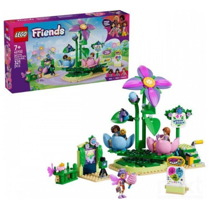 Lego 42702 Friends Giostra delle Tazze da Te' Floreali Set da Costruire 321 Pezzi 3 Mini Bamboline 7+