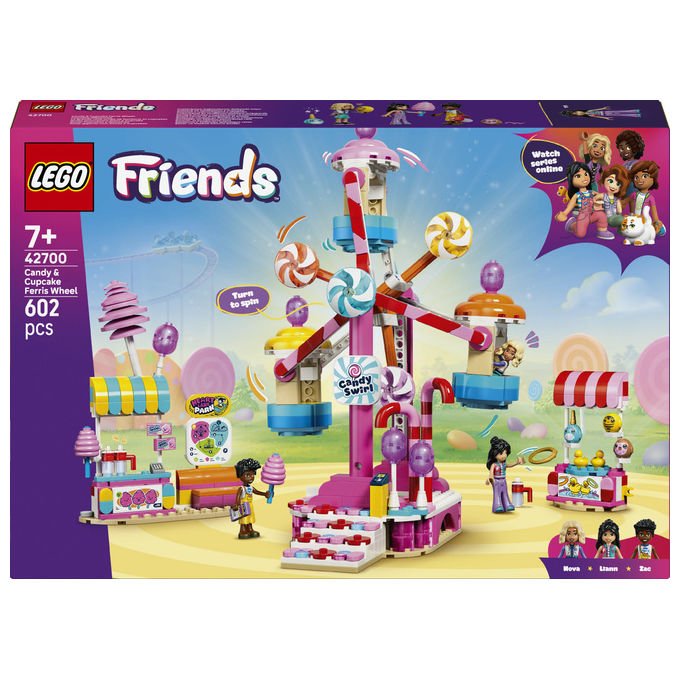Lego 42700 Friends Ruota Panoramica Dolci e Cupcake Set da costruzione 602 pezzi 3 Mini Bamboline 7 anni colore Multicolore