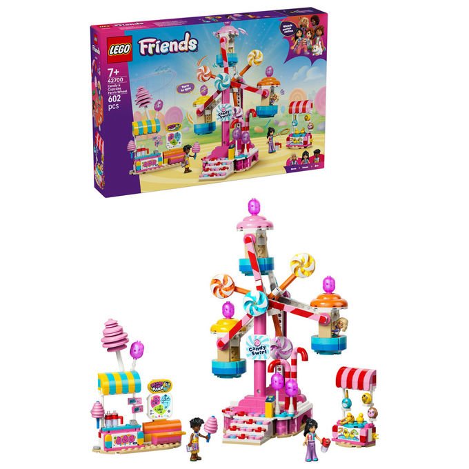 Lego 42700 Friends Ruota Panoramica Dolci e Cupcake Set da costruzione 602 pezzi 3 Mini Bamboline 7 anni colore Multicolore