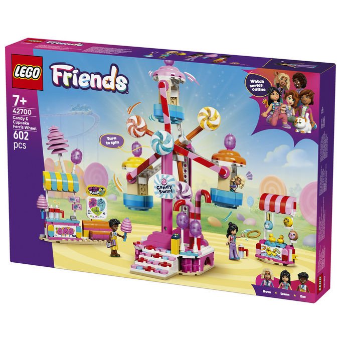 Lego 42700 Friends Ruota Panoramica Dolci e Cupcake Set da costruzione 602 pezzi 3 Mini Bamboline 7 anni colore Multicolore