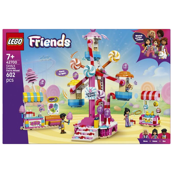 Lego 42700 Friends Ruota Panoramica Dolci e Cupcake Set da costruzione 602 pezzi 3 Mini Bamboline 7 anni colore Multicolore