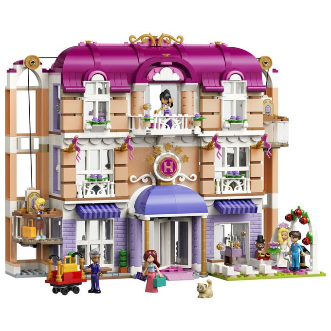 Lego 42704 Friends Grand Hotel di Heartlake City Set da costruzione 1406 pezzi 6 Mini Bamboline 2 Animali colore Multicolore