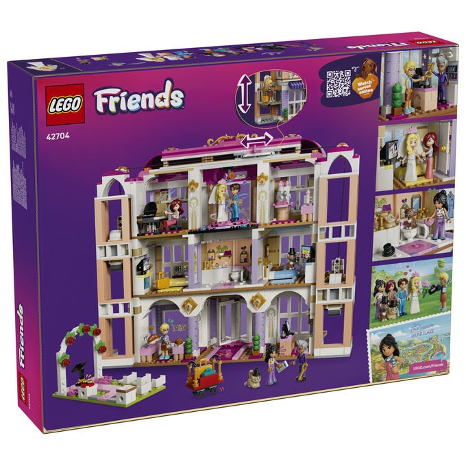 Lego 42704 Friends Grand Hotel di Heartlake City Set da costruzione 1406 pezzi 6 Mini Bamboline 2 Animali colore Multicolore