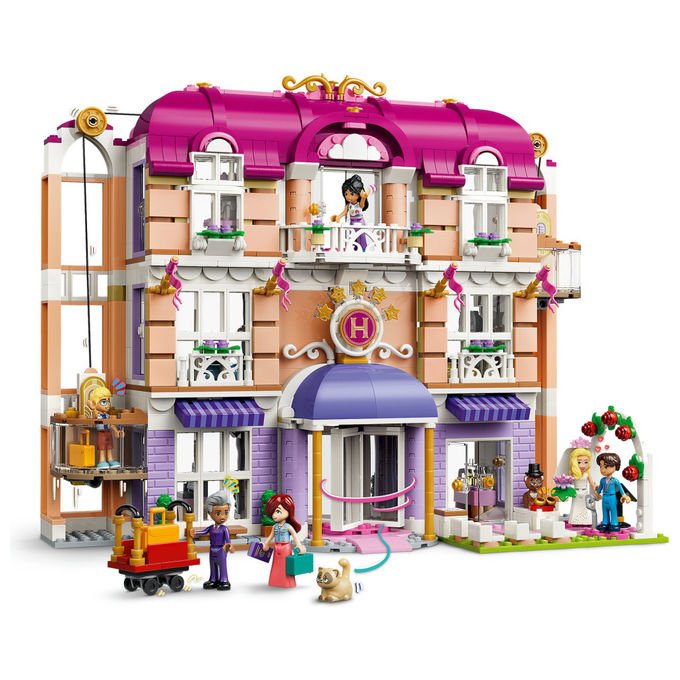 Lego 42704 Friends Grand Hotel di Heartlake City Set da costruzione 1406 pezzi 6 Mini Bamboline 2 Animali colore Multicolore