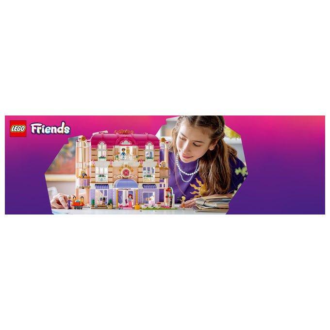 Lego 42704 Friends Grand Hotel di Heartlake City Set da costruzione 1406 pezzi 6 Mini Bamboline 2 Animali colore Multicolore