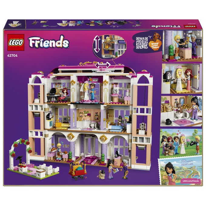 Lego 42704 Friends Grand Hotel di Heartlake City Set da costruzione 1406 pezzi 6 Mini Bamboline 2 Animali colore Multicolore