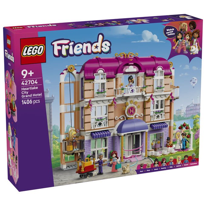 Lego 42704 Friends Grand Hotel di Heartlake City Set da costruzione 1406 pezzi 6 Mini Bamboline 2 Animali colore Multicolore